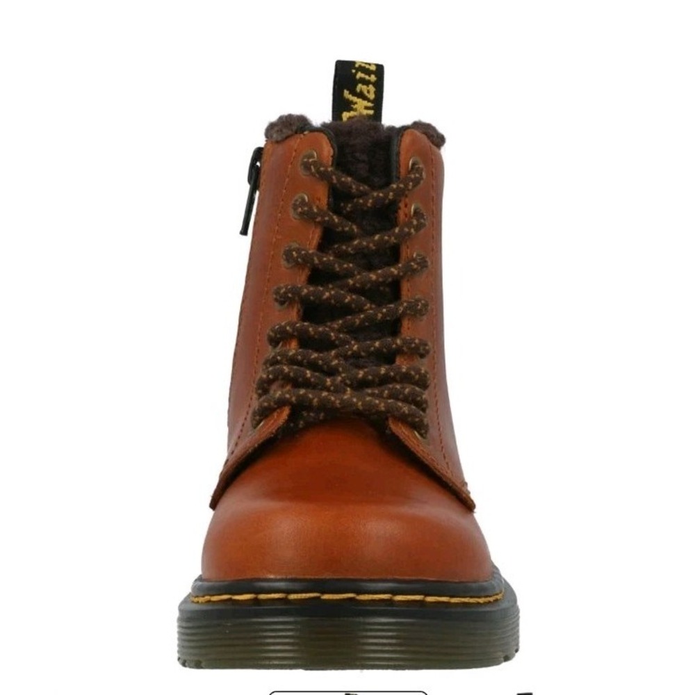 Dr. Martens 1460 Serena Unisex Kids Boots Sz 4 Brown Leather Faux Fur Lined - Picture 2 of 10